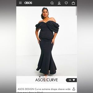 ASOS DESIGN Curve extreme drape sleeve wide hem maxi dress in black